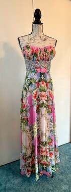 City Triangles Strapless Floral Chiffon Embellished Maxi Dress Size 7